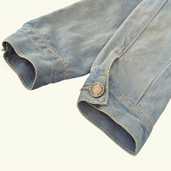 Compania Fantastica Blue Denim Jean Applique Jacket With Colorful Patchwork Sz M - Picture 7 of 16